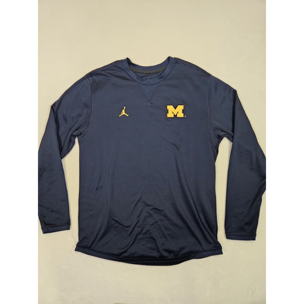 Nike Jordan Michigan Wolverines Sweatshirt Mens Large Blue Authentic‎ NCAA Logo